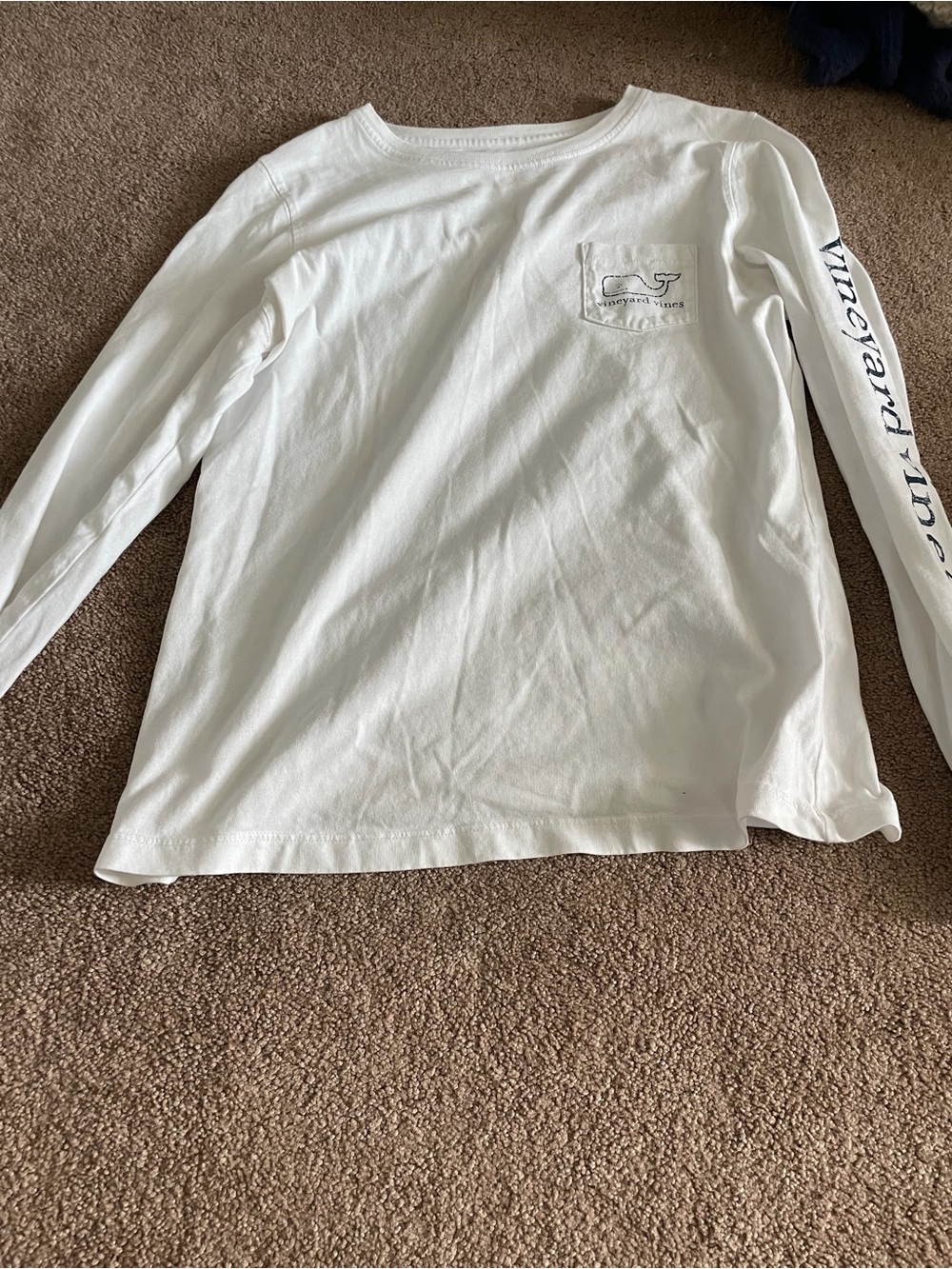 Vineyard Vines White Tee with Light Blue Logo